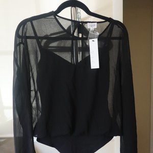 LE LIS Word to the Wise Mesh Bodysuit
